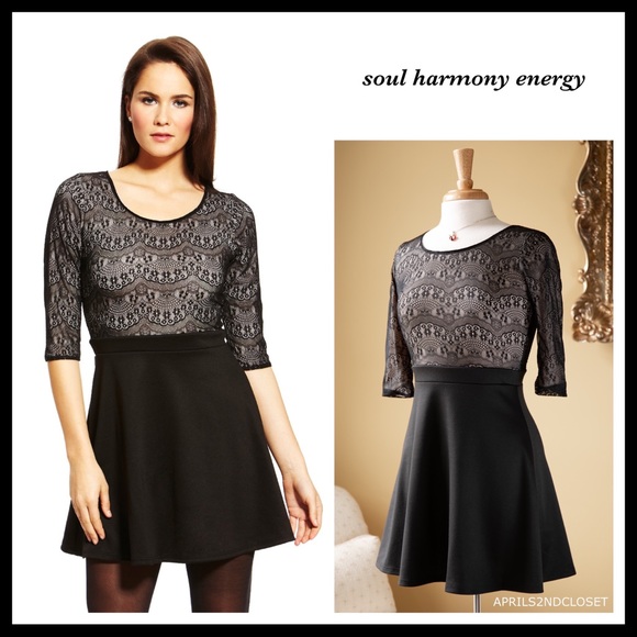 BABYDOLL MINI DRESS BLACK LACE A-LINE FLOWY 80s RETRO KNIT TUNIC DRESS A2C - Picture 8 of 8